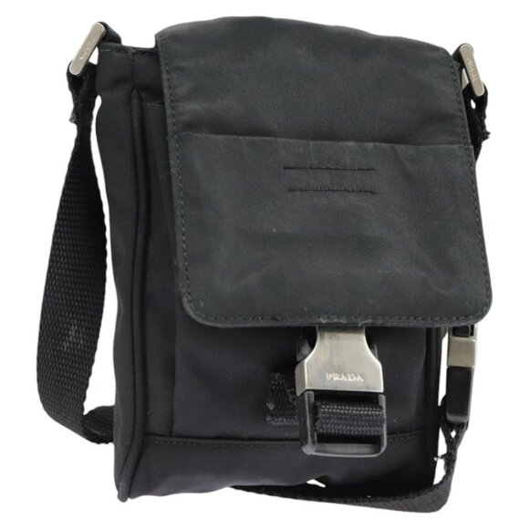 PRADA Shoulder Pouch Nylon Black Silver Auth - Picture 1 of 16